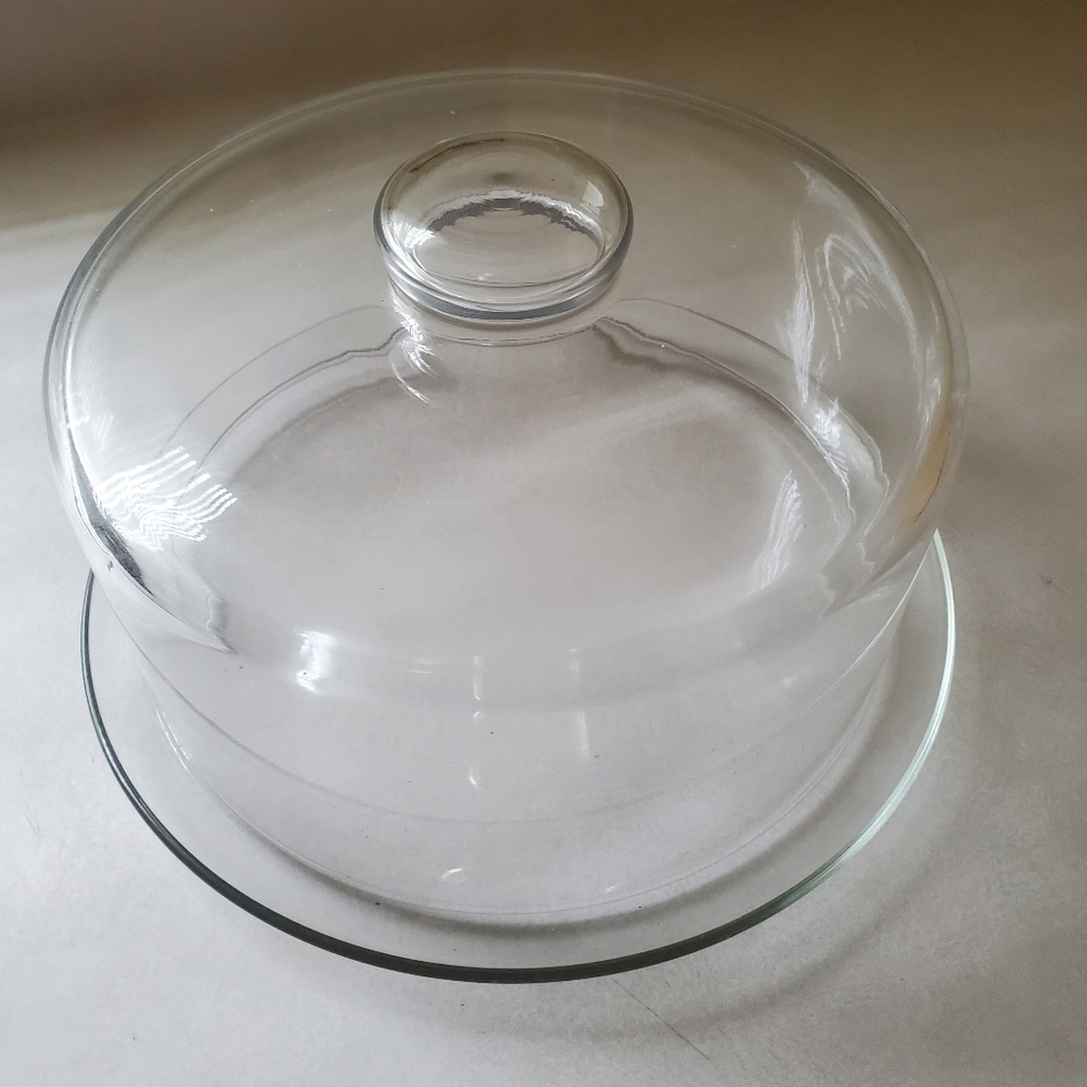 Vintage Clear Glass Cake Dome Keeper Stand with Plate